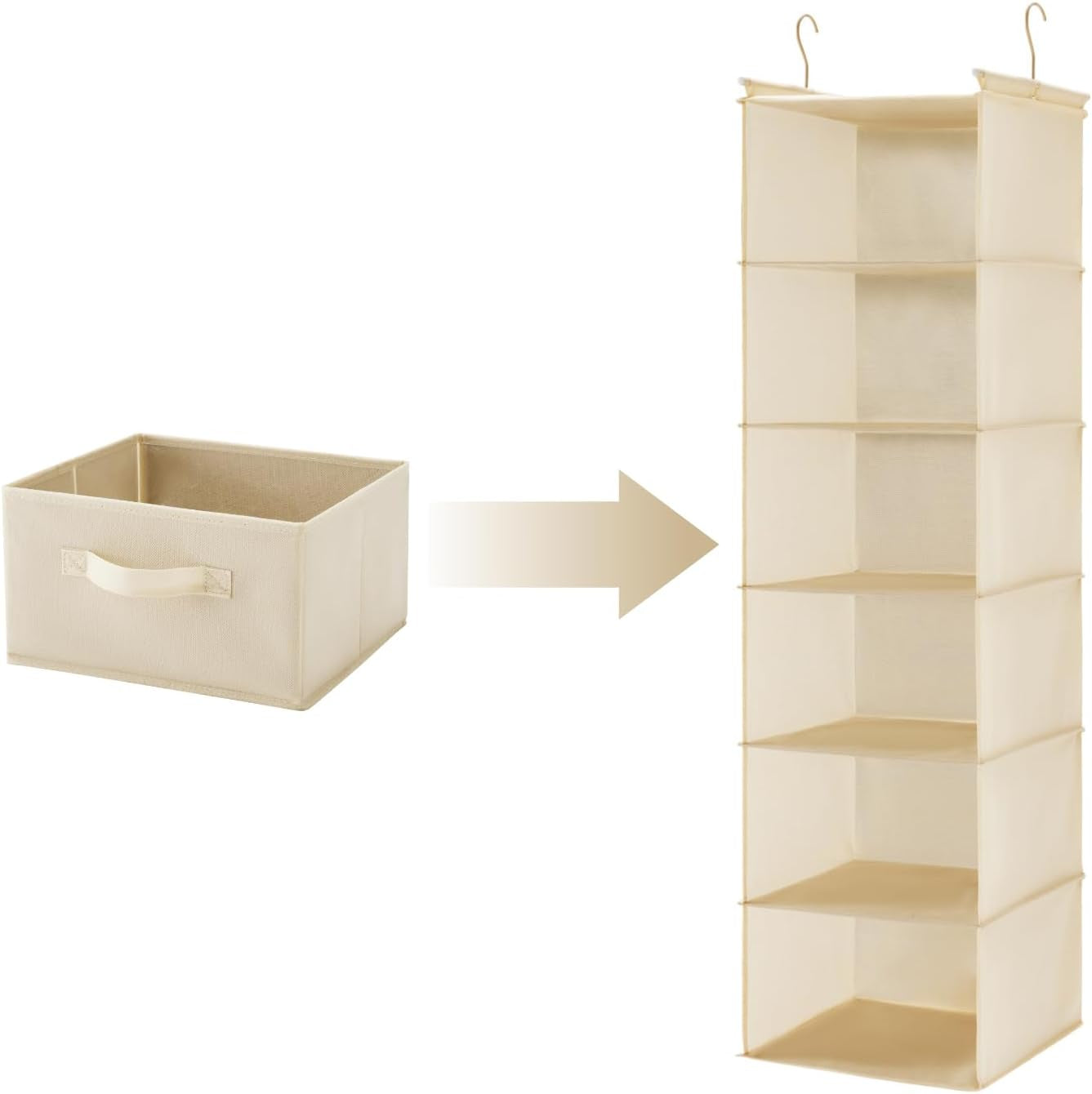 Hanging Shelf Closet Storage Organizer Removable Drawers ,Hanging Storage Organizer Hanging Sweater 2 Sock Underwear Drawers for Closet, Bedroom, Beige