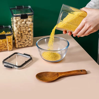 1Pc Clear Food Storage Box,Food Storage Container with Lid, Plastic Kitchen and Pantry Organization Canisters
